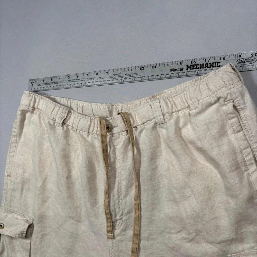Tommy Bahama 100% Linen Cargo Pants Mens XXL Beige Relax Drawstring Waist
